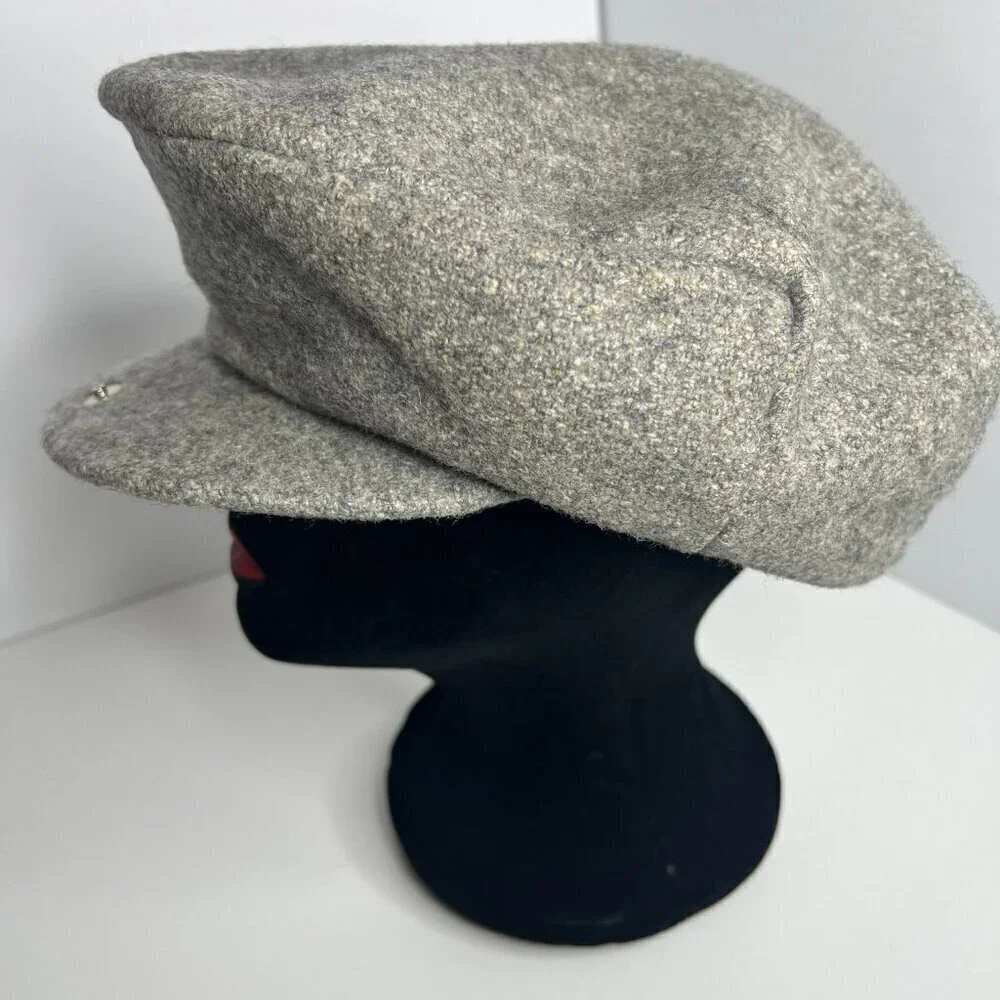 Pace Setter‎ Collection Vintage Newsboy Cap Hat Gray Wool Cabbie Snap Size 7 1/4
